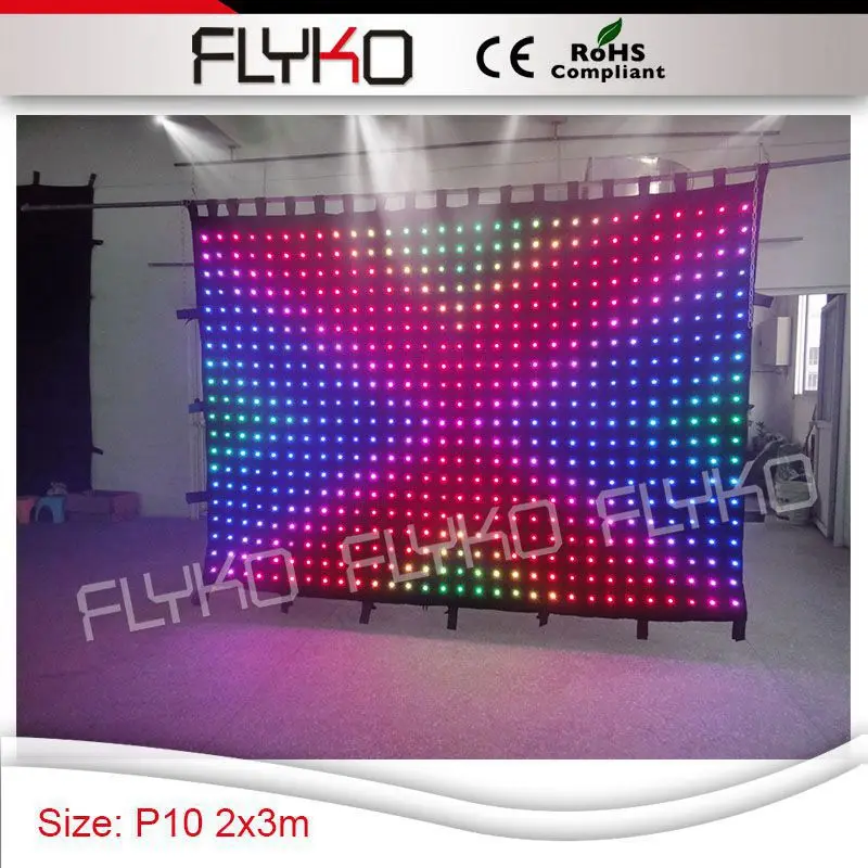 P10cm stage vision cloth backdrop bar show blue firm video led curtain 2x3m