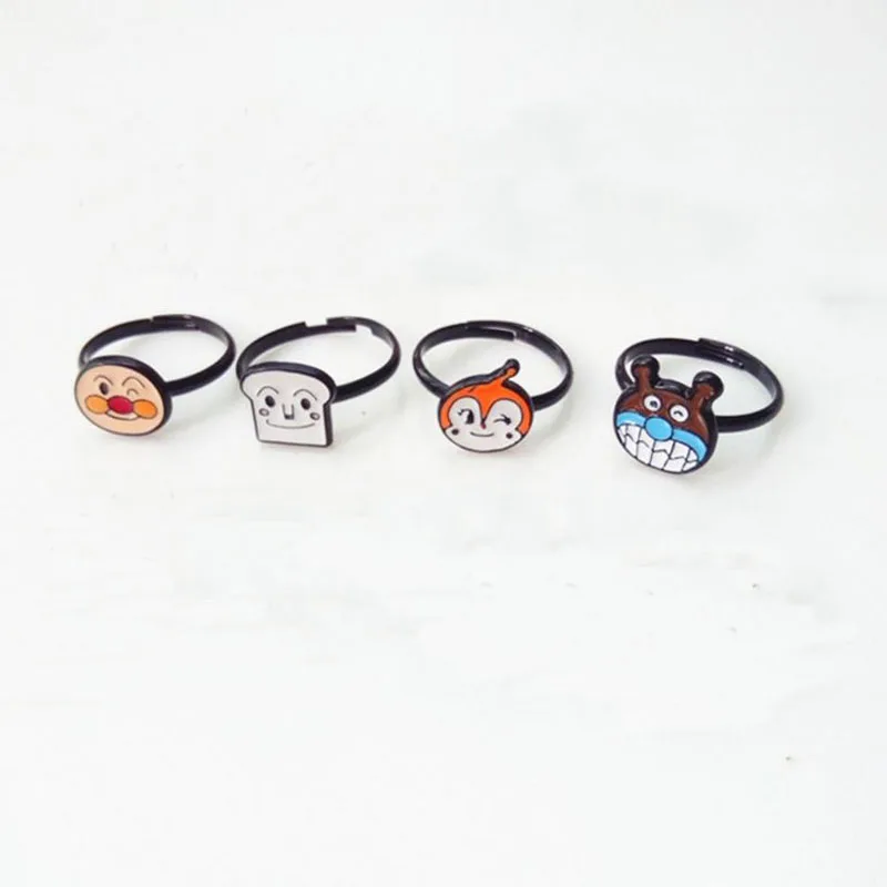 

1 Pc new Hot sale Cartoon Anpanman Bread Superman Metal Rings Girls Adjustable Opening Female Rings Figures Toy