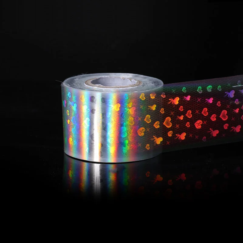 Big Roll Holographic Nail Art Foil Stripe Line Flower Laser Silver Glue Transfer Sticker Decals Can be Use for UV Gel | Красота и
