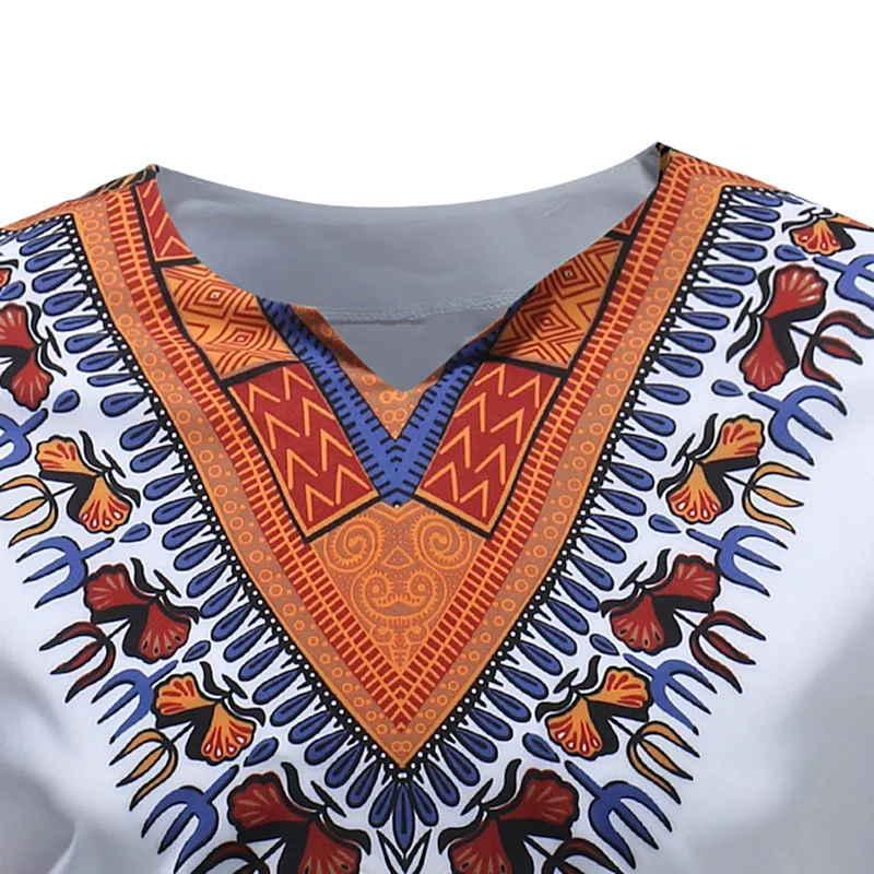 Модные футболки в Африканском традиционном стиле, мужские повседневные футболки с v-образным вырезом и длинными рукавами, футболка с принтом, топ, новинка