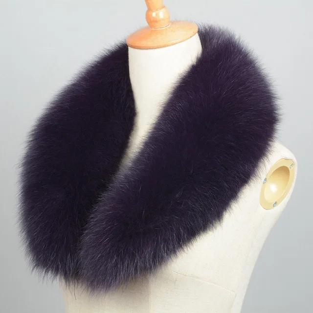 Женские шарфы из натурального Лисьего меха, зимний толстый теплый мех, модный натуральный мех, глушитель, однотонное пальто, шали, подкладка 75 см, S7102 - Цвет: Dark Purple