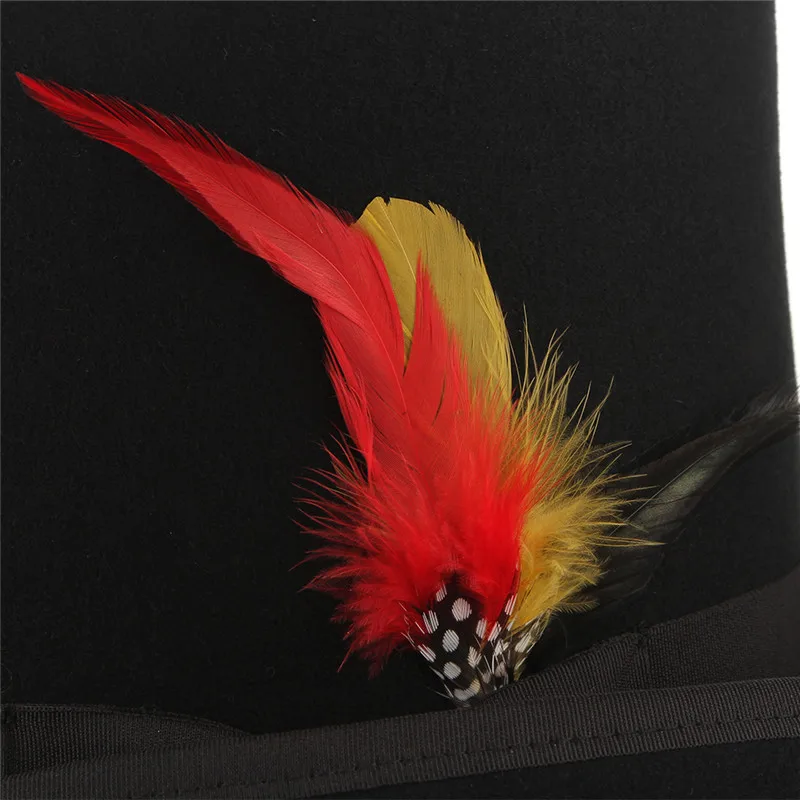 GEMVIE шерсть фетровая шляпа бобра с пером шляпа-цилиндр для женщин мужчин Mad Hatter Карнавальный Костюм Высокая Шляпа Волшебника