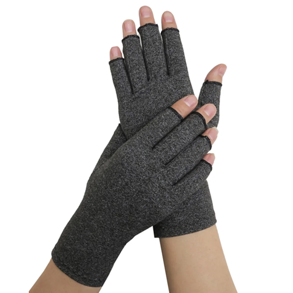 Компрессионные перчатки артрита боли в суставах рельеф способствует циркуляции запястья поддержка половина пальцев перчатки JS88 - Цвет: S