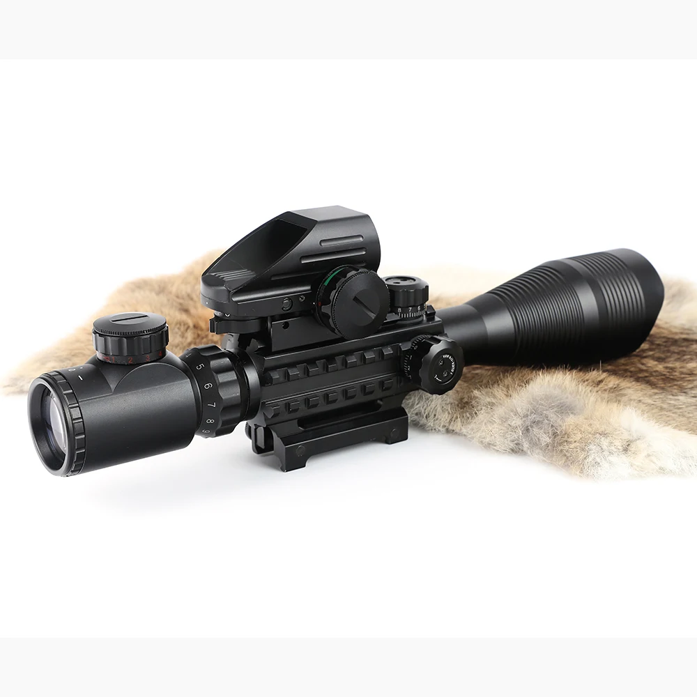 Pistola de ar Caça Airsofts Riflescope Tático Vermelho Verde Ponto Mira Laser Escopo Óptica Holográfica Rifle 4-12x50eg 19 Cheap Lunetas Riflescopes