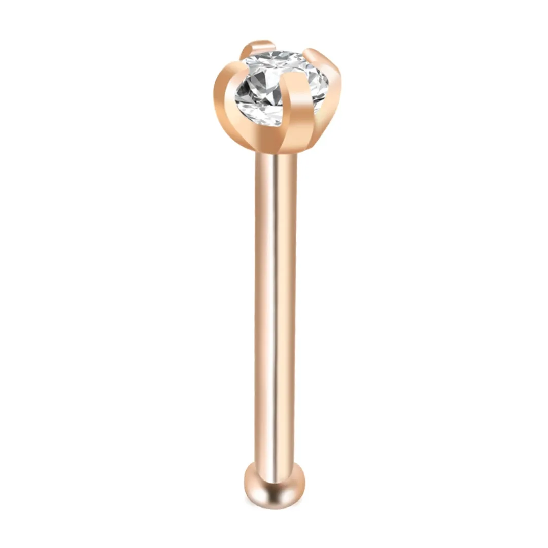 Fashion Crystal Nose Studs Surgical Steel Cubic Zirconia 0.8*7mm Nose Rings Shellhard Sexy Women Body Piercing Jewelry