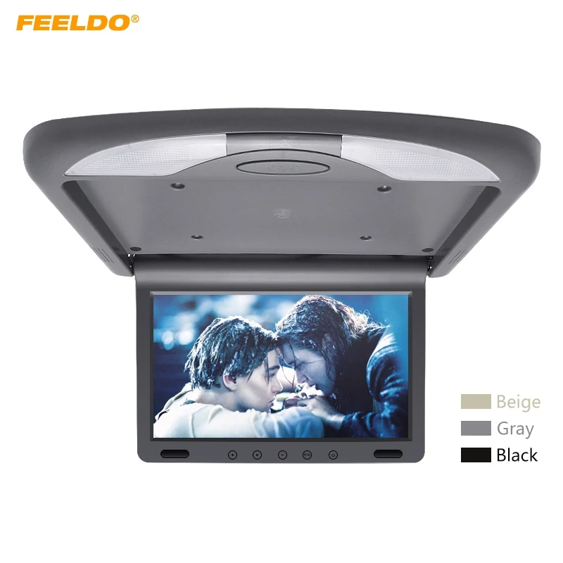 

FEELDO 10.1" Inch Car Roof Mounted TFT LCD Monitor 2-Way Video Input Flip Down Multimedia Video Ceiling Roof mount Display #1081