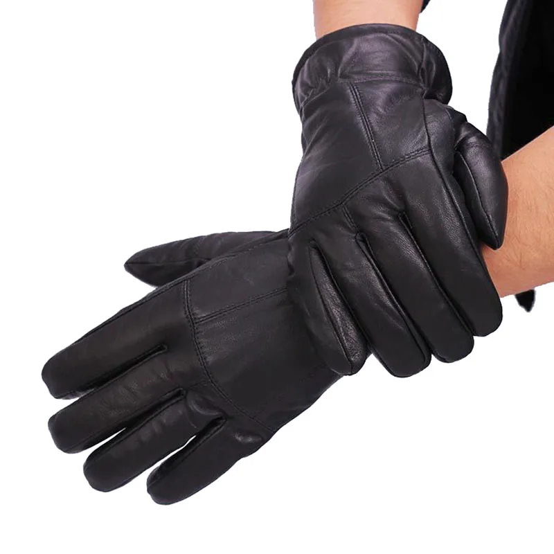 New Brand Super Warm Genuine Leather Gloves for Men 2019 Winter Warm Cotton Padded Gloves Large Size Male Motorcycle Mittens