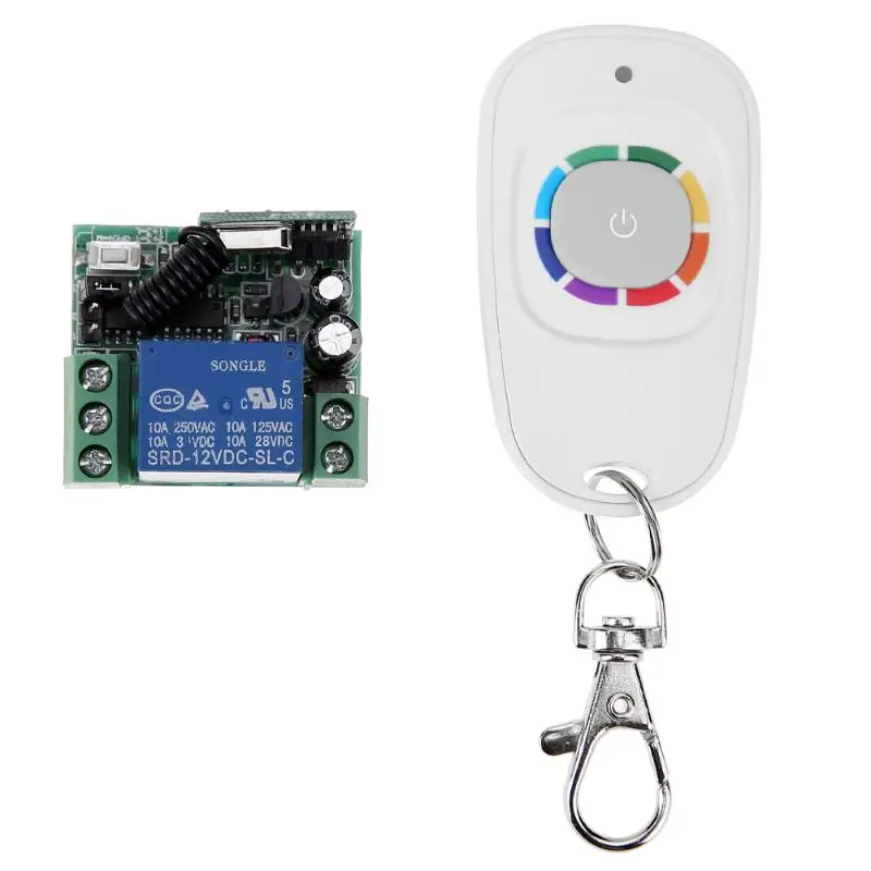 

DC 12V 1 CH RF Smart One Channel Controller with Wireless Colorful One Button Remote Control Transmitter Receiver 433MHz 20-40m