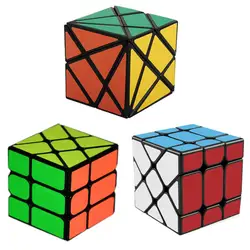 3 шт./компл. Magic Cube набор 3x3x3 Фишер Cube Ветер колесо Magic Cube колебания Угол оси Cube Puzzle игрушки черный Stikerless версия