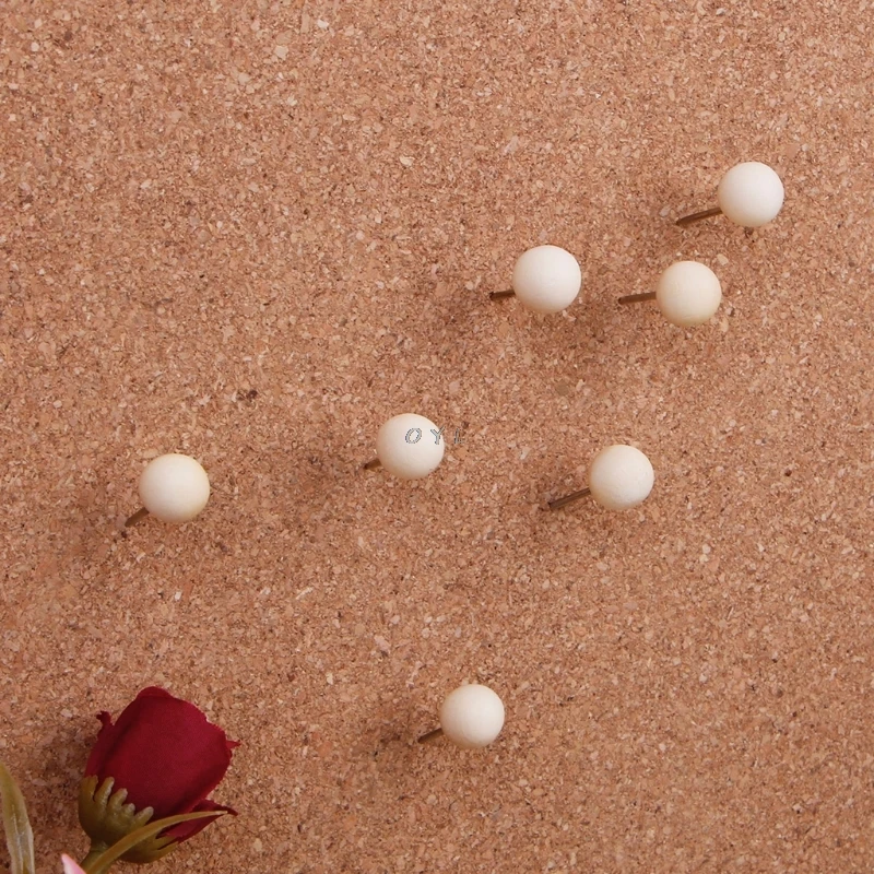 60 Pcs//pack Round Wood Thumb Tack Japanese Decorative Drawing Cork Board for School Pin Broches Pushpin OfficeDurable