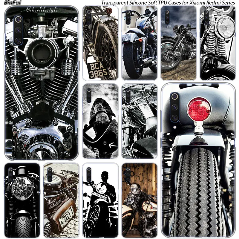 

Vintage Motorcycle Silicone Case For Xiaomi Pocophone F1 9T 9 9SE 8 A2 Lite A1 A2 Mix3 Redmi K20 7A Note 4 4X 5 6 7 Pro S2 Cover