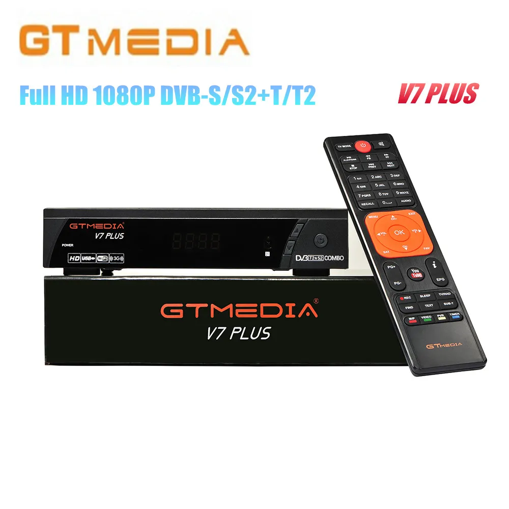 

2PCS/Lot GTMEDIA V7 PLUS 1080P Full HD DVB-S/S2+T/T2 Satellite TV Receiver Support PowerVu,Biss key, H.265, 4-digit LED display
