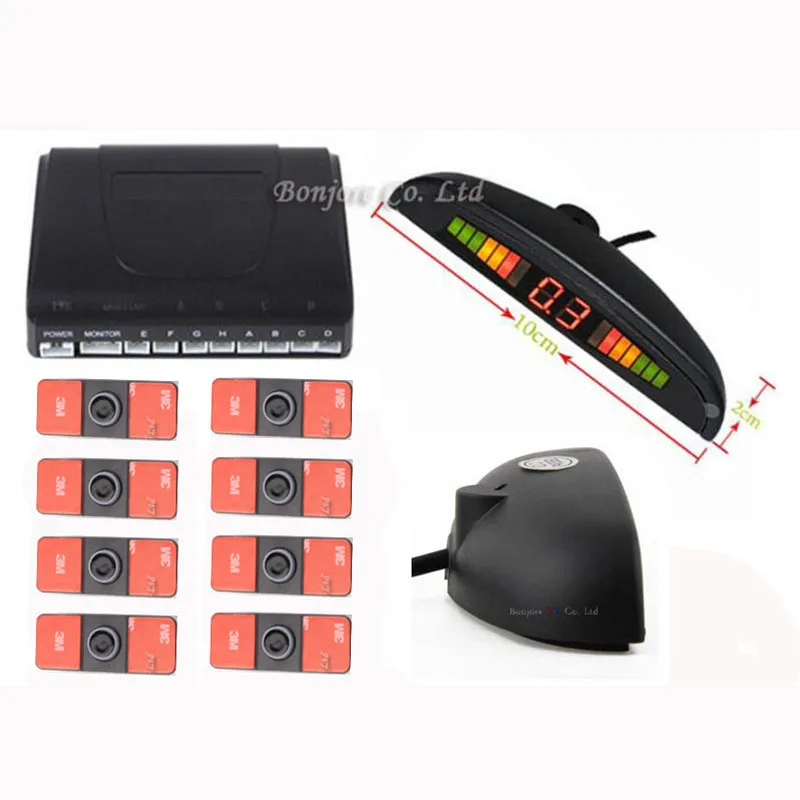 Koorinwoo detector de coches sensor de estacionamiento automático 8 radares delanteros y traseros Monitor LCD automóviles sensores Parktronic asistencia de estacionamiento