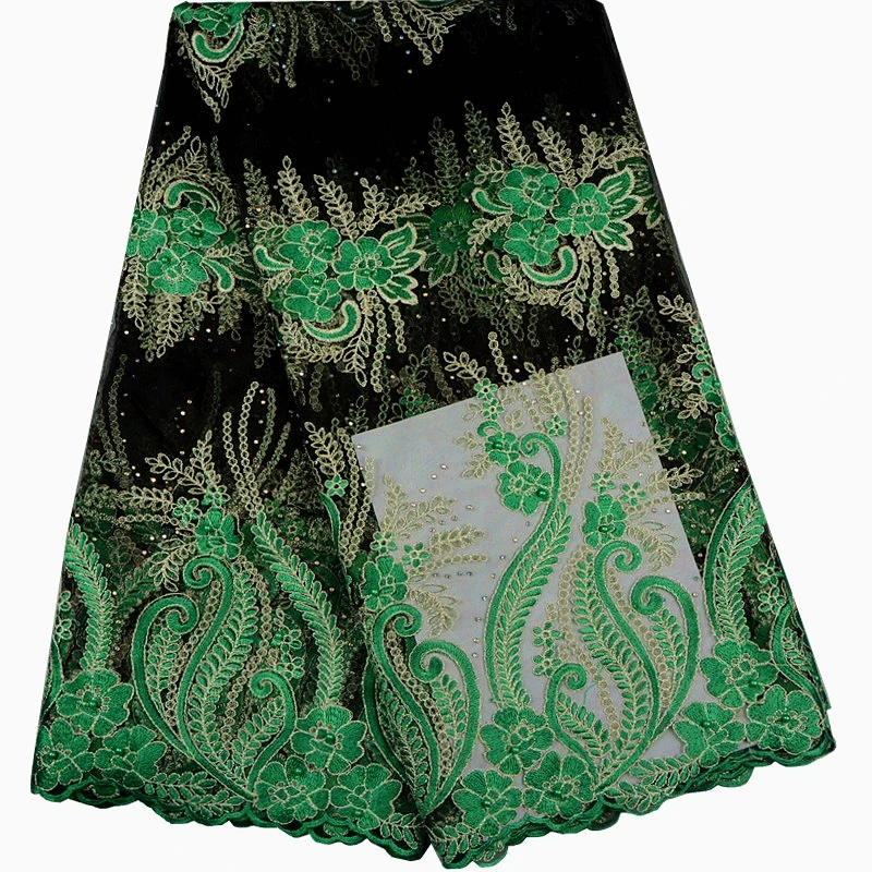 Nigerian French Lace Fabrics High Quality Tulle With Rhinestones Embroidered Mesh Fabric For Party Dress A632 | Дом и сад