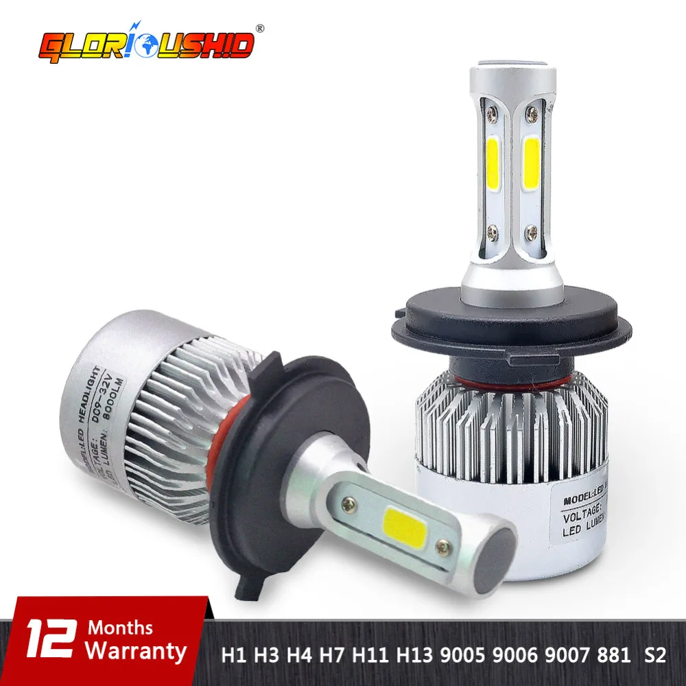 

One Pair H7 Led H1 H3 H4 H11 9005 9006 COB LED Car Headlight 72W 8000LM Auto LED Lights Fog Headlamp Bulb 6500k Car Light Source
