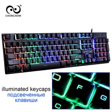 CHONCHOW Gaming Keyboard Rainbow Backlit Colorful Led Keyboard Free Russian Spanish French Layout Sticker Wired Keyboard Gamers