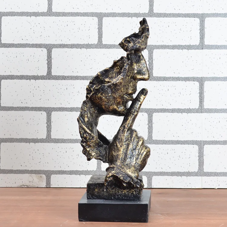 Nordic Abstract Sculpture Figurine Ornaments Silence Is Gold Office Home Decoration Accessories Modern Art Resin Decoration