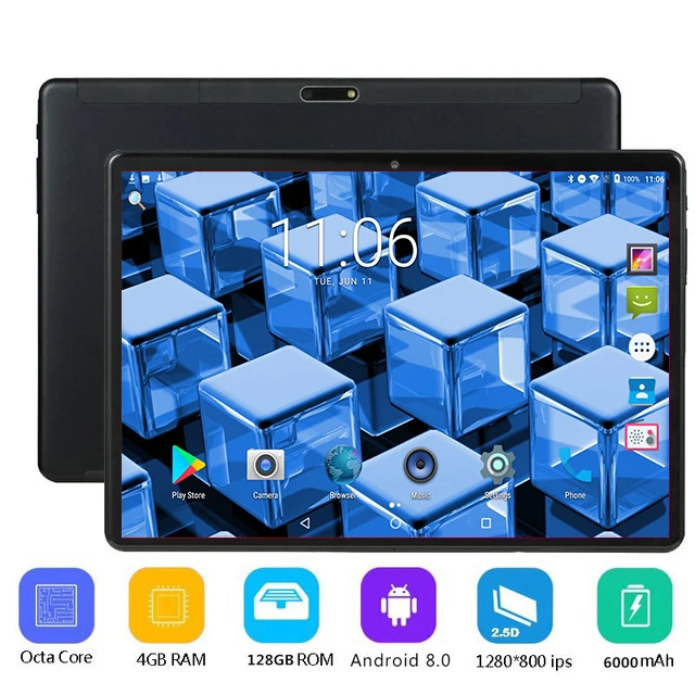 

10 inch tablet PC Octa Core Android 8.0 WiFi Bluetooth Dual SIM Cards 4G LTE Tablets 10.1 4GB RAM 128GB ROM 64G memory card gift
