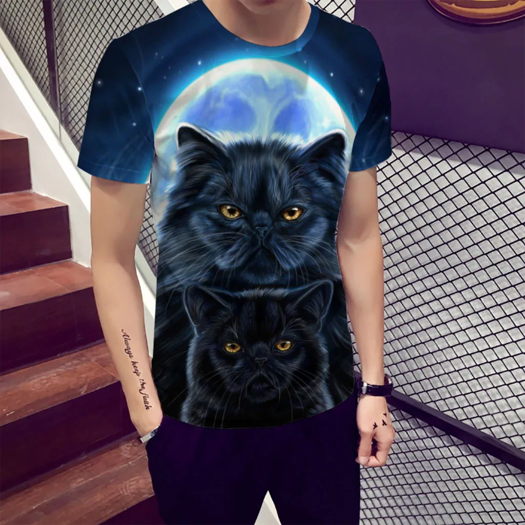 

camiseta Mens t shirt homme Summer Animal Splicing Printing Shirt Short Sleeve T-Shirt Blouse Tops Male funny t shirts poleras