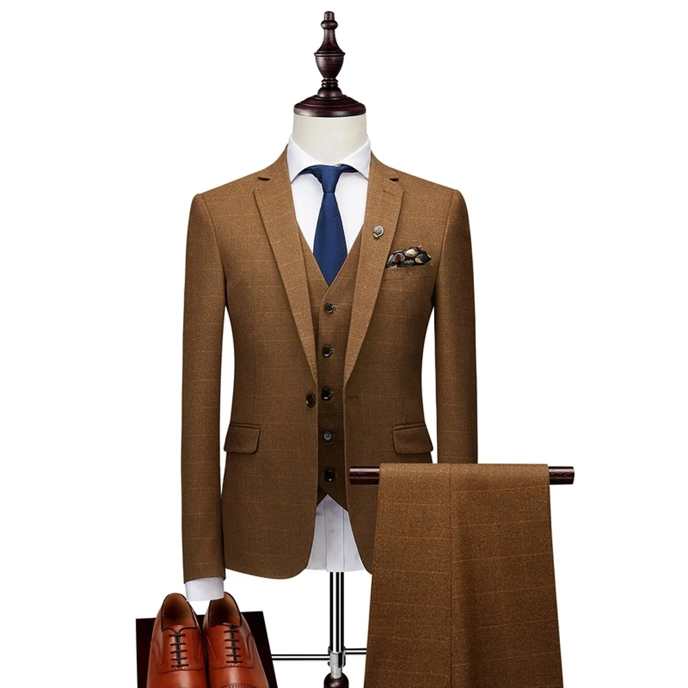 2018-New-Arrival-3-Pieces-Classic-Plaid-Suits-Male-Dress-Blazer-Business-Men-s-Wedding-Groom