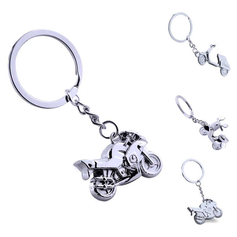 

LISTE&LUKE 3D Mini Motorcycle Cool Silver Metal Charm Car Key Ring Keychain Creative Party Gift Bag ornaments