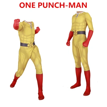 

Anime ONE PUNCH-MAN Saitama Cosplay Costumes Kids Adult Zentai Catsuit Jumpsuits Bodysuit Party Role Playing Halloween New 2019