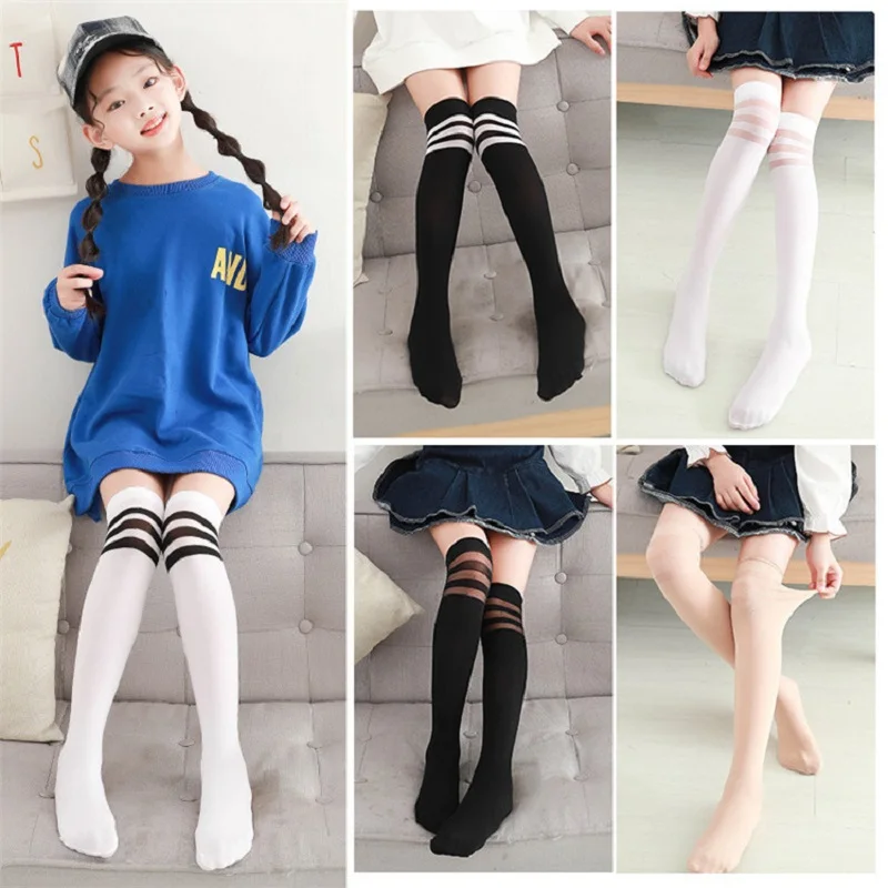 

Summer Children Anti-pilling School Uniform Performance Socks Chaussettes Kniekousen Meisje Girls Knee High Meia Baby