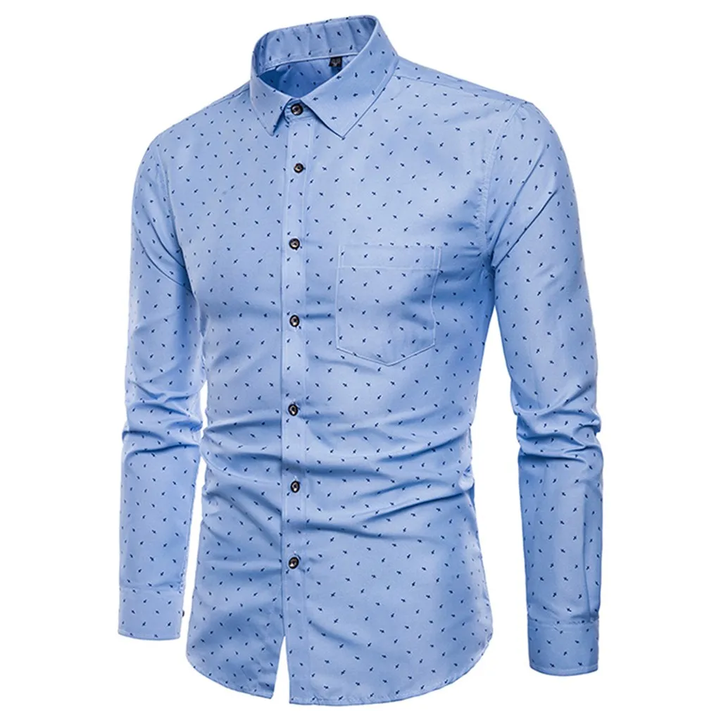 JAYCOSIN Мужская рубашка camisa masculina, модные топы с принтом, повседневные рубашки, облегающие удобные мужские рубашки с длинным рукавом 19JUN18 - Цвет: PK