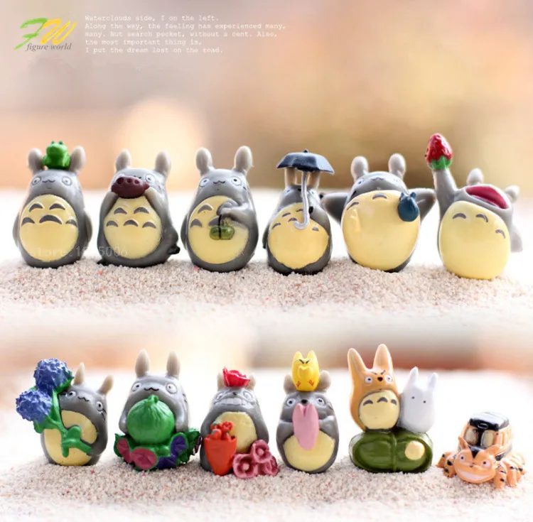 

(12pcs/lot) my neighbor Totoro figure gifts doll resin miniature figurines Toys 1-3cm PVC plactic japanese cute anime151210