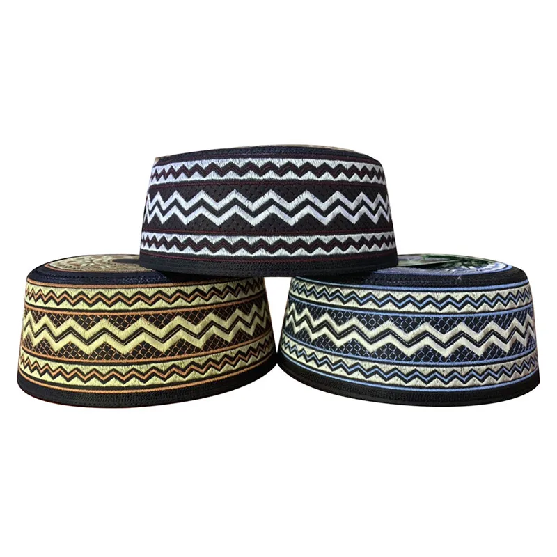 

Lychee Men Muslim Hats Men's Arabic Turkish Hat Jewish Islam Muslim Hat Men Muslim Hat Stripe Plaid Embroidery Random Color