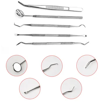 

3PCS/5PCS Cleaning Tooth Inspection Dentist Stainless Steel Dental Care Set Scaler Mirror Tweezer Probe Teeth Handle Dental Tool