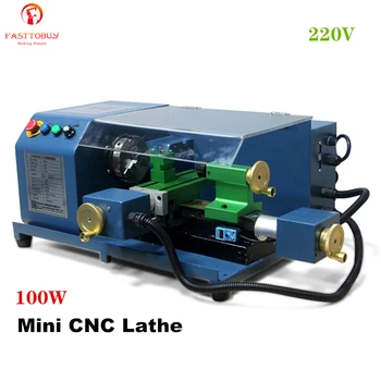 

100W Mini CNC Lathe Machine Maximum Turning Diameter 100mm, 0-2800rpm G-code & M-code Small Lathe J10001CNC-A for CNC Teaching
