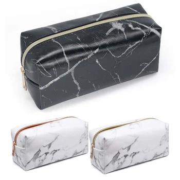 

Cosmetic Bags Marble Make Up Bag Portable Toiletry Pencil Stationery Purse Cosmetic Student Travel Storage Case