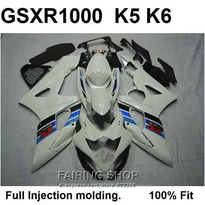 

Injection mold free7 gifts fairing kit for Suzuki GSXR 1000 K5 K6 white black fairings set GSXR1000 05 06 ZX81
