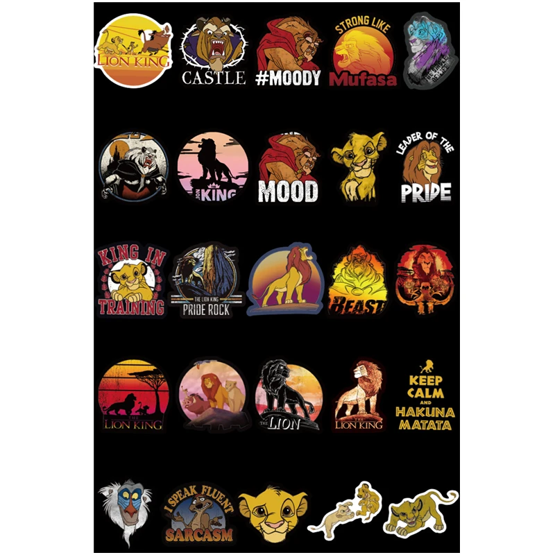 50 шт. disney Lion King Simba животные рисунки из мультфильма ПВХ водонепроницаемая наклейка компьютерный скейтборд мотоцикл багаж наклейка на холодильник