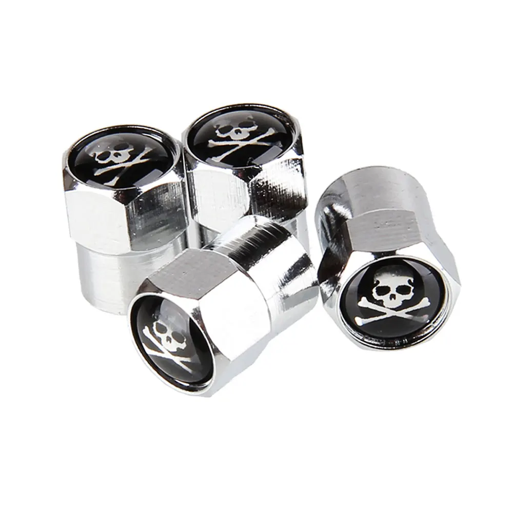 Dsycar 4Pcs/Set SKULL Style Bike Motorcycle Car Tire Valve Stem Caps