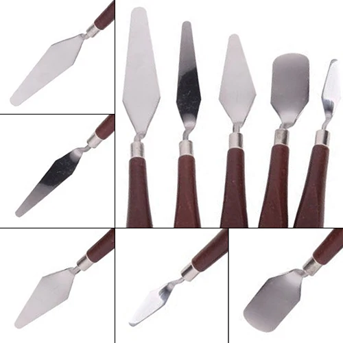 

5Pcs Stainless Steel Palette Knife Scraper Set Spatula for Artist Oil Painting