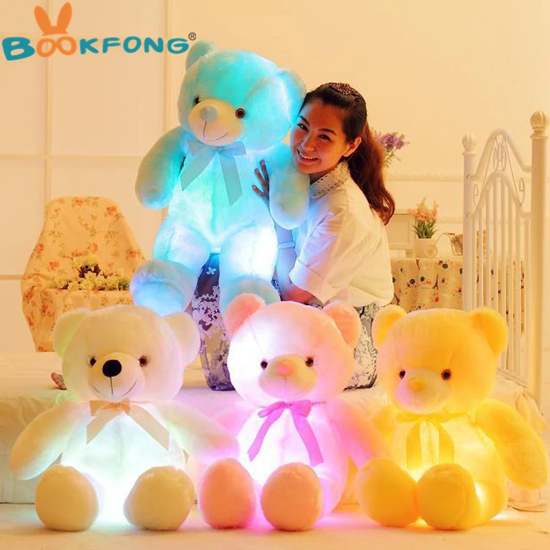 BOOKFONG 50 см Creative Light Up светодио дный Мишка мягкая Животные плюшевые игрушки красочные светящиеся Teddy Bear Рождественский подарок для детей