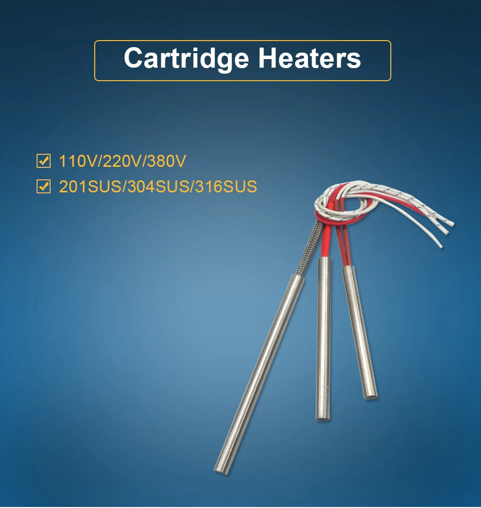 LJXH электрические картриджные нагреватели 9,5x100 мм/0,374x3,9" трубка DxL нагревательный элемент AC110V/220 V/380 V 250 W/300 W/380 W нагревательные детали