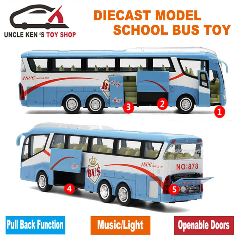  25Cm Length 1 55 Scale Diecast Metal Shuttle Bus Model Boys Gift Alloy Toys With Openable Doors/Mus