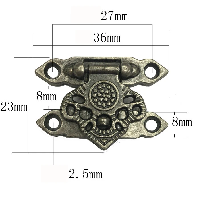 

20pcs Jewelry Box Latches 36*27mm Special Small Box Packing Buckle Antique Wooden Gift Lock Alloy Latch Hook Locks