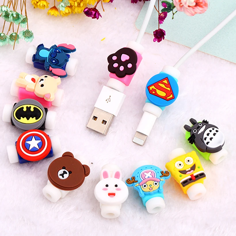 Cartoon Protector Cable Cord Saver Cover Coque for iPhone 8 Plus 4 4S 5 5S SE 5C 6 6S 7 X Xs Max XR For Funda case | Мобильные