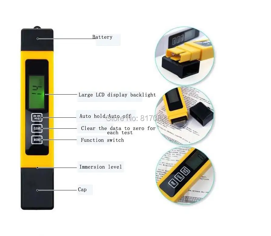 TDS тестер качества воды, 0-9990 ppm, 3 в 1, lcd Цифровой tds 3 метра, Tds, Ec и Temp метр, обратный осмос