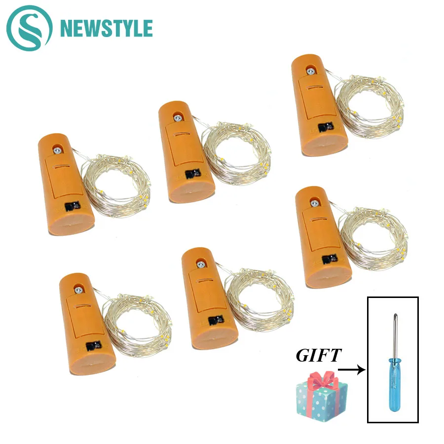 

Holiday Lighting 6pcs Copper Wire Bottle Cork 20 LED String Lights Battery Operated Starry Rope Fairy Lights For Home Decoration