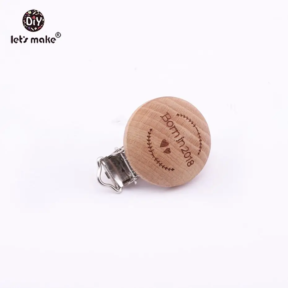 Pacifier Clip 50pc Round Wooden Engrav Customizable Personalise Baby Wooden Dummy Clip Accessory Neutral Gift Nurse Charms Beads