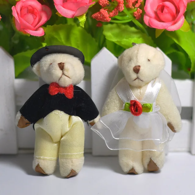 New Super Cute 2Pcs/set The Couples Wedding Bear Plush Toy Super Love Stuffed Animal Doll