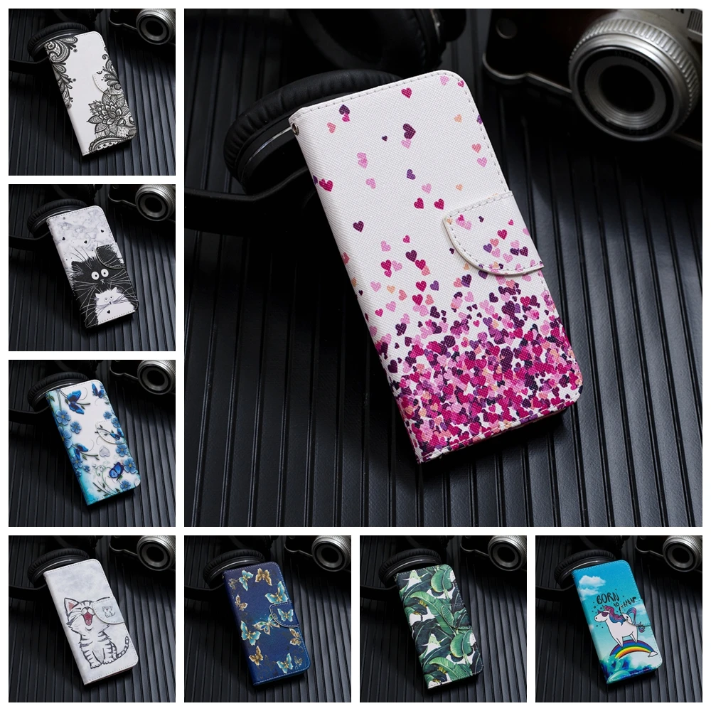 

For Huawei P30 Pro P30 lite P30 P Smart PLus 2019 Luxury Cat FLOWER PU Leather cell phone case cover With Card Slots For huawe
