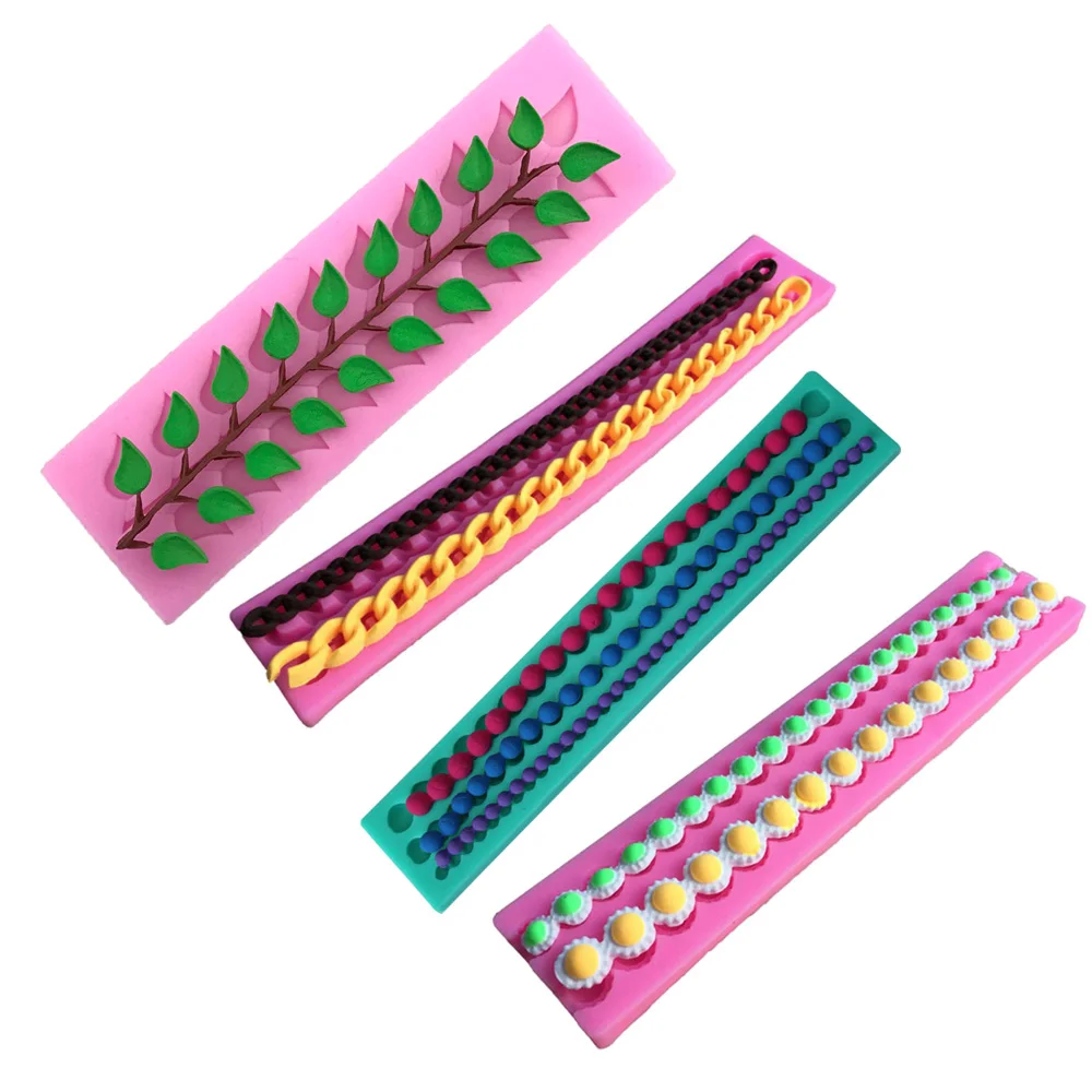

1 Piece Bead Border Silicone Mold fondant Mould Cake Decorating Tools Chocolate Pearl Necklace Leaves Sugarcraft Cake Mold