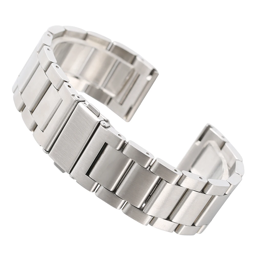 Watch Bracelet Fashion Black/Silver Solid Stainless Steel Watchband