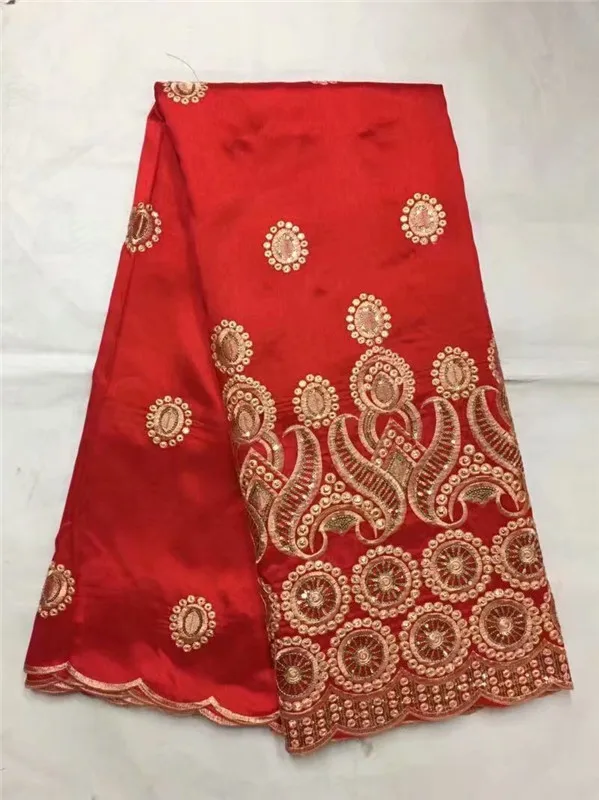 

African George Lace Fabric With Sequin Lace Nigerian George Wrapper High Quality African George Fabric For Dress 5yd red gold